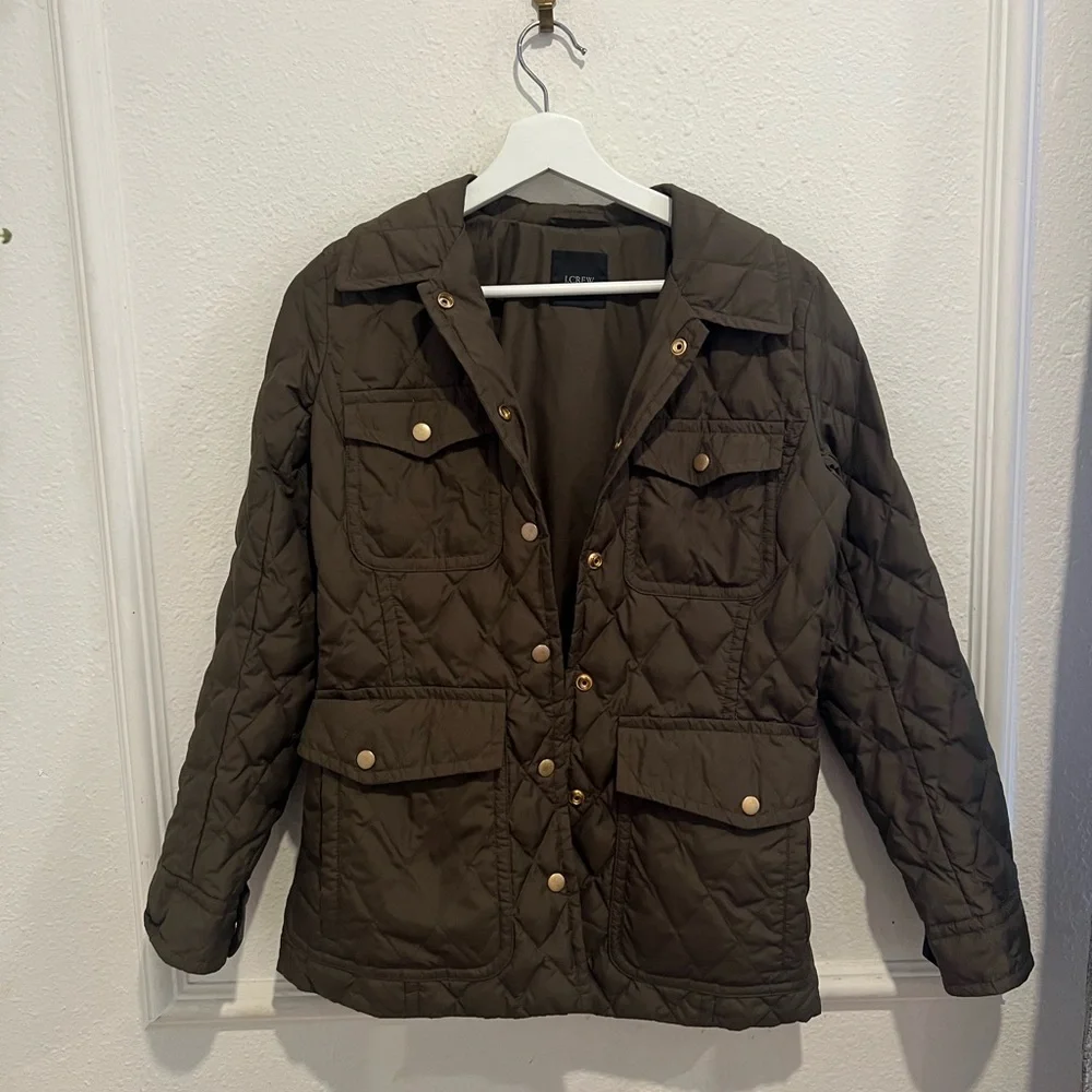 J. Crew Quilted Jacket - Olive Green